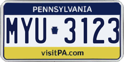 PA license plate MYU3123