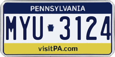 PA license plate MYU3124