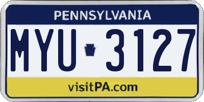 PA license plate MYU3127