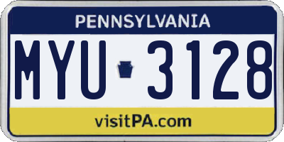 PA license plate MYU3128