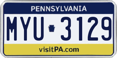 PA license plate MYU3129