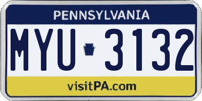PA license plate MYU3132