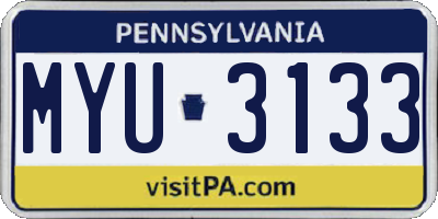 PA license plate MYU3133