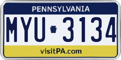 PA license plate MYU3134