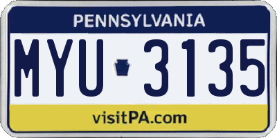 PA license plate MYU3135