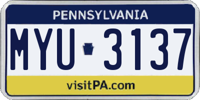 PA license plate MYU3137