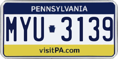 PA license plate MYU3139