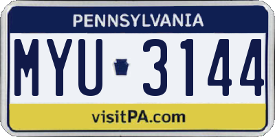 PA license plate MYU3144