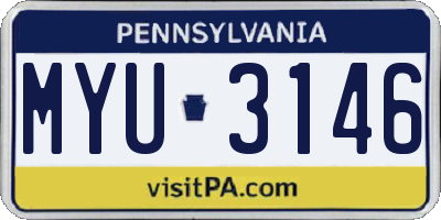 PA license plate MYU3146