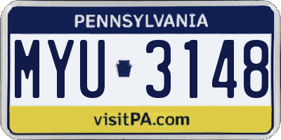 PA license plate MYU3148