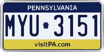 PA license plate MYU3151