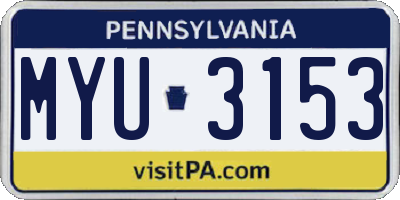 PA license plate MYU3153