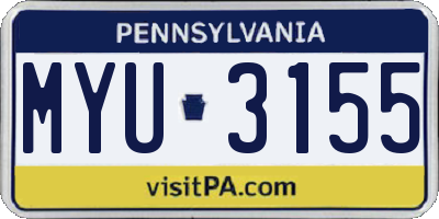 PA license plate MYU3155