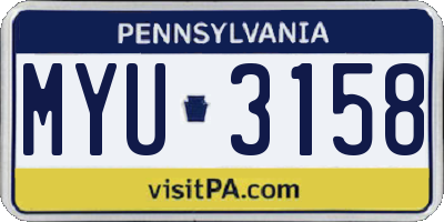 PA license plate MYU3158