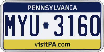 PA license plate MYU3160