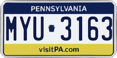 PA license plate MYU3163