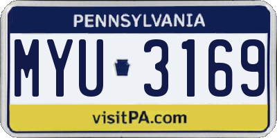 PA license plate MYU3169