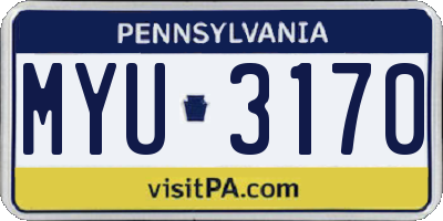 PA license plate MYU3170