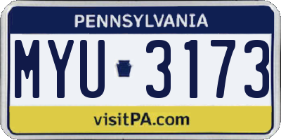 PA license plate MYU3173