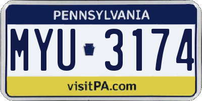 PA license plate MYU3174