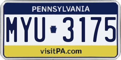 PA license plate MYU3175