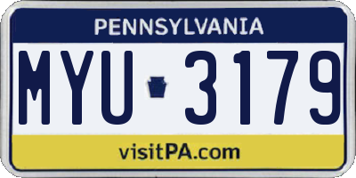 PA license plate MYU3179
