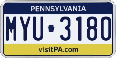 PA license plate MYU3180