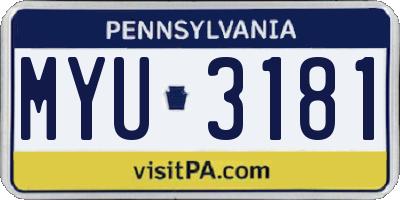 PA license plate MYU3181