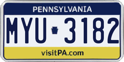 PA license plate MYU3182