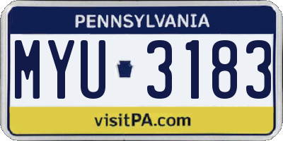 PA license plate MYU3183