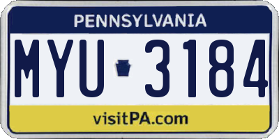 PA license plate MYU3184