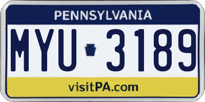 PA license plate MYU3189
