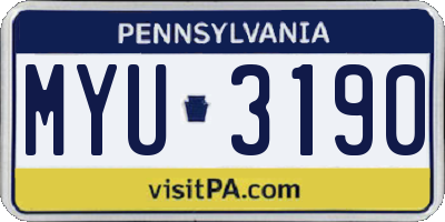 PA license plate MYU3190