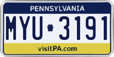 PA license plate MYU3191