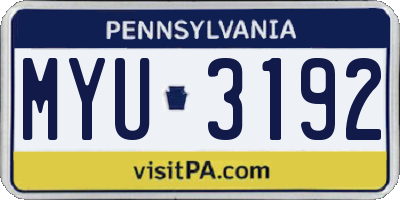 PA license plate MYU3192