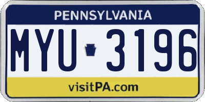 PA license plate MYU3196