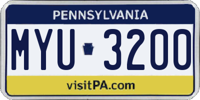 PA license plate MYU3200