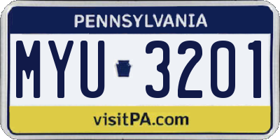 PA license plate MYU3201