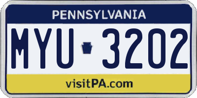 PA license plate MYU3202