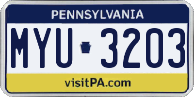PA license plate MYU3203