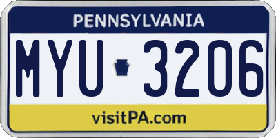 PA license plate MYU3206