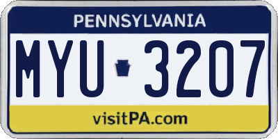 PA license plate MYU3207