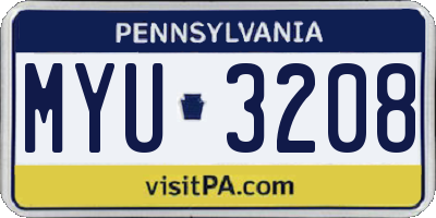 PA license plate MYU3208