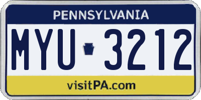 PA license plate MYU3212