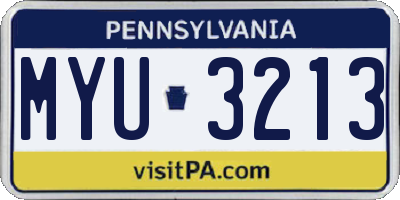 PA license plate MYU3213
