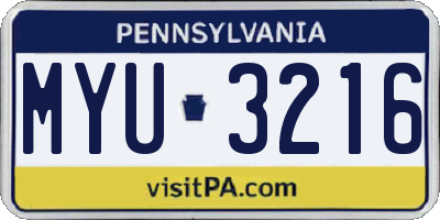 PA license plate MYU3216