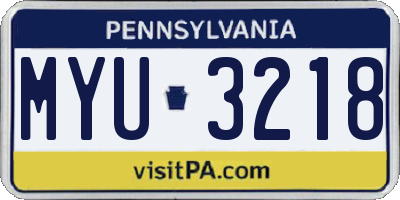 PA license plate MYU3218