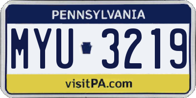 PA license plate MYU3219