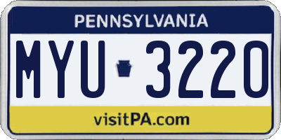 PA license plate MYU3220