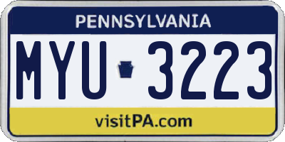 PA license plate MYU3223